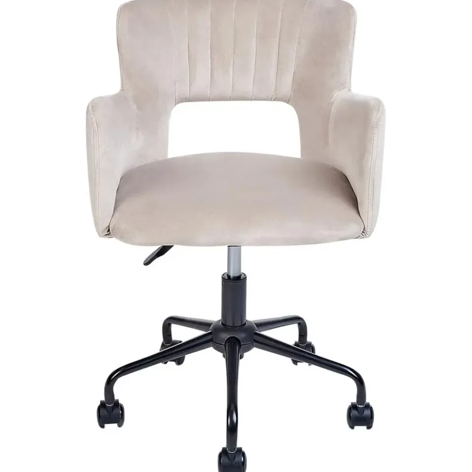 Beliani SANILAC - Bureaustoel - Beige - Fluweel