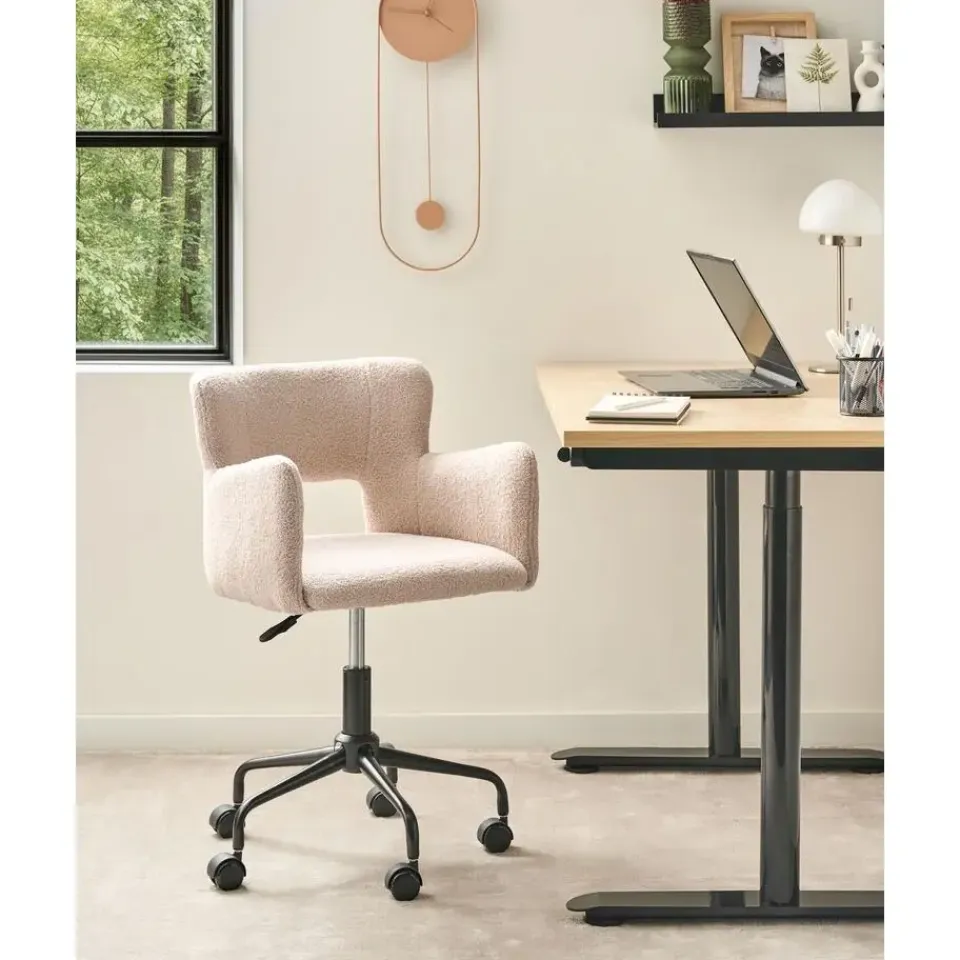 Leen Bakker SANILAC - Bureaustoel - Beige - Bouclé Hot