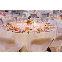 Santex Feest tafelkleed/tafellaken rond - zwart - 240 cm - stof Discount