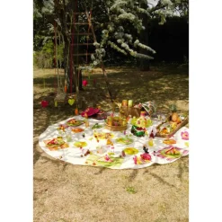 Santex Feest tafelkleed/tafellaken rond - zwart - 240 cm - stof Discount