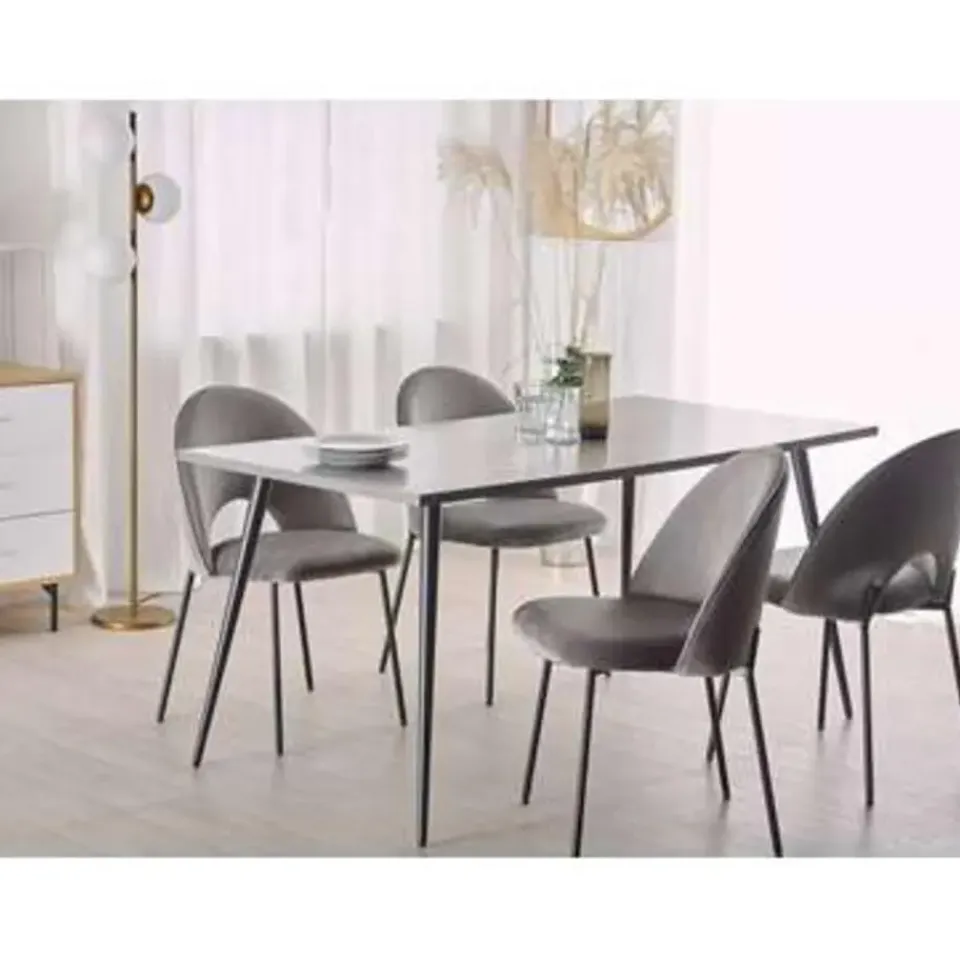 Beliani SANTIAGO - Eettafel - Grijs - 80 x 160 cm - Vezelplaat Best