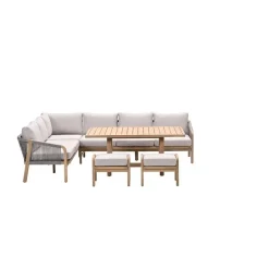 Garden Impressions Santos lounge-diningset - 5-dlg.-links -acaciahout met white wash-sand Discount
