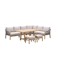 Garden Impressions Santos lounge-diningset - 5-dlg.-rechts-acaciahout met white wash-sand Best