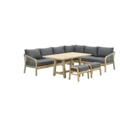 Garden Impressions Santos lounge-diningset-5-dlg-links-acacia white wash-dgrijs-mgrey Hot