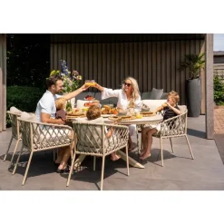 Van der Garde Tuinmeubelen - Premium Sara dining tuinstoel - Rope/Latte - Zandkleur Sale