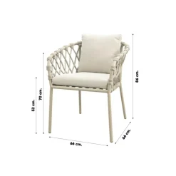 Van der Garde Tuinmeubelen - Premium Sara dining tuinstoel - Rope/Latte - Zandkleur Sale