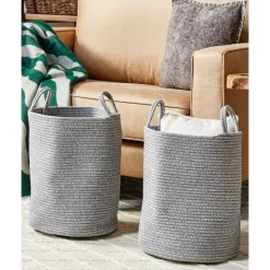 Beliani SARYK - Manden set van 2 - Grijs - Katoen Clearance