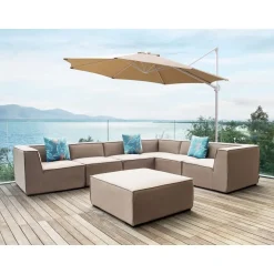 Beliani SAVONA II - Zweefparasol - Taupe/Wit - Polyester Sale