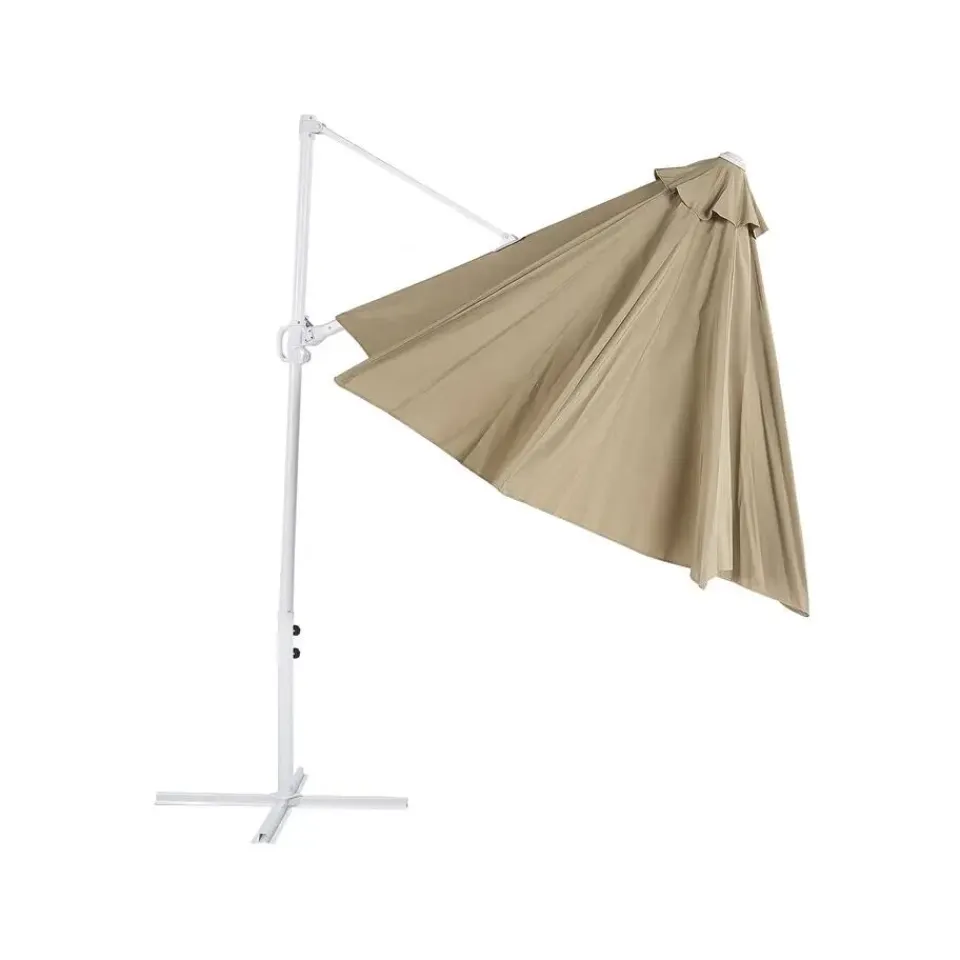 Beliani SAVONA II - Zweefparasol - Taupe/Wit - Polyester Sale