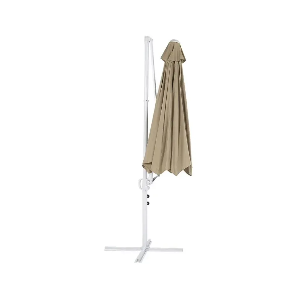 Beliani SAVONA II - Zweefparasol - Taupe/Wit - Polyester Sale