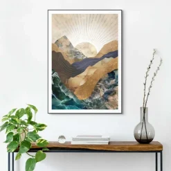 Reinders Schilderij Abstracte zonsopkomst - 70 x 50cm - Blauw Discount