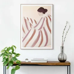 Reinders Schilderij Gestreepte vrouw - 70 x 50cm - Bruin New