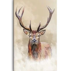 Reinders Schilderij Getekend hert - 118 x 70cm - Beige Clearance