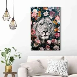 Reinders Schilderij Jungle leeuw - 90 x 60cm - Bont Hot