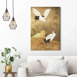 Reinders Schilderij Kraanvogels - 90 x 60cm - Goudkleurig Sale