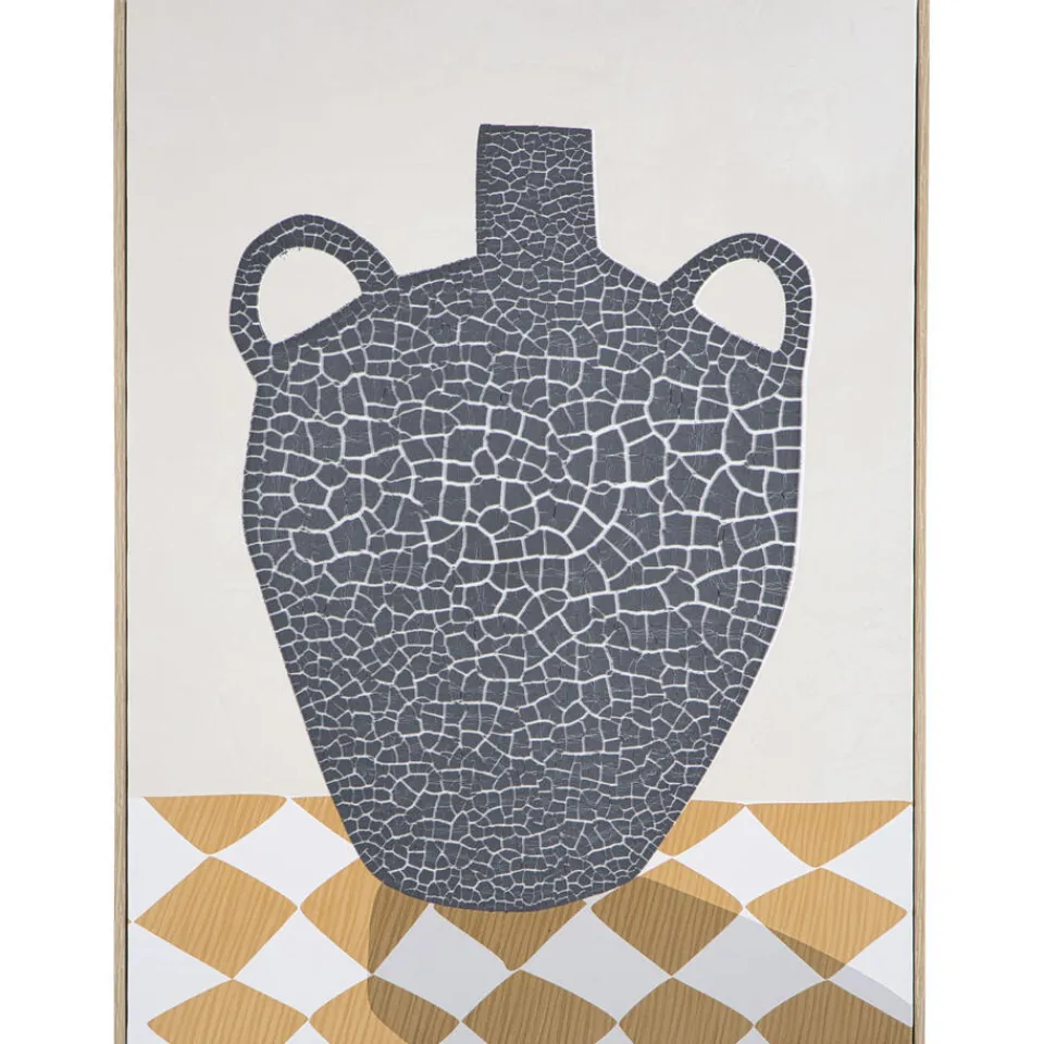 Leen Bakker Schilderij Vase off-white MDF - 60x45 cm