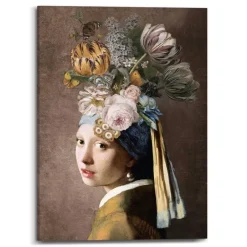 Reinders Schilderij Vermeer Bloemenmeisje met de Parel - 70 x 50cm - Bont Discount