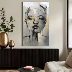 Leen Bakker Schilderij vrouw met goud - 118x70 cm Best