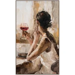 Leen Bakker Schilderij Vrouw met wijn - MDF - 118x70 cm