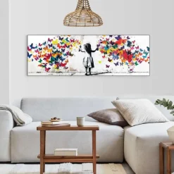 Reinders Schilderij Wolk van vlinders - 52 x 156cm - Bont Discount