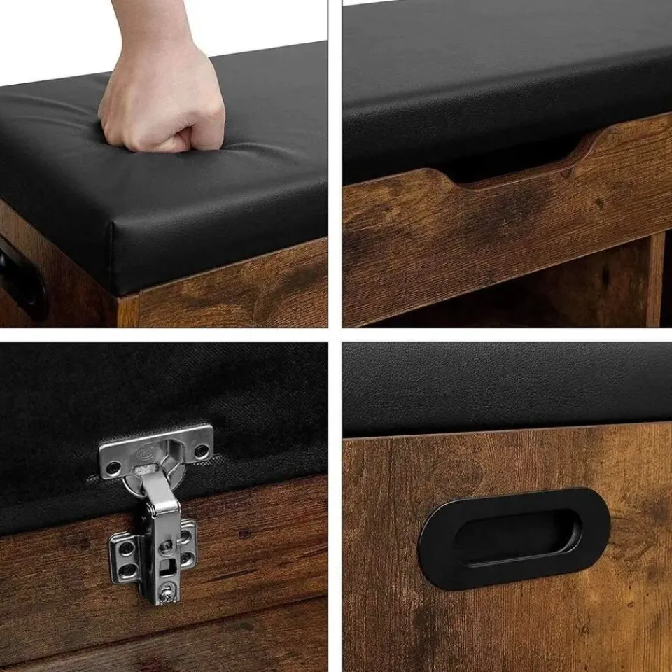 Songmics Schoenbank -Schoenenrek - Opbergruimte onder de zitting - 80 x 30 x 44 cm