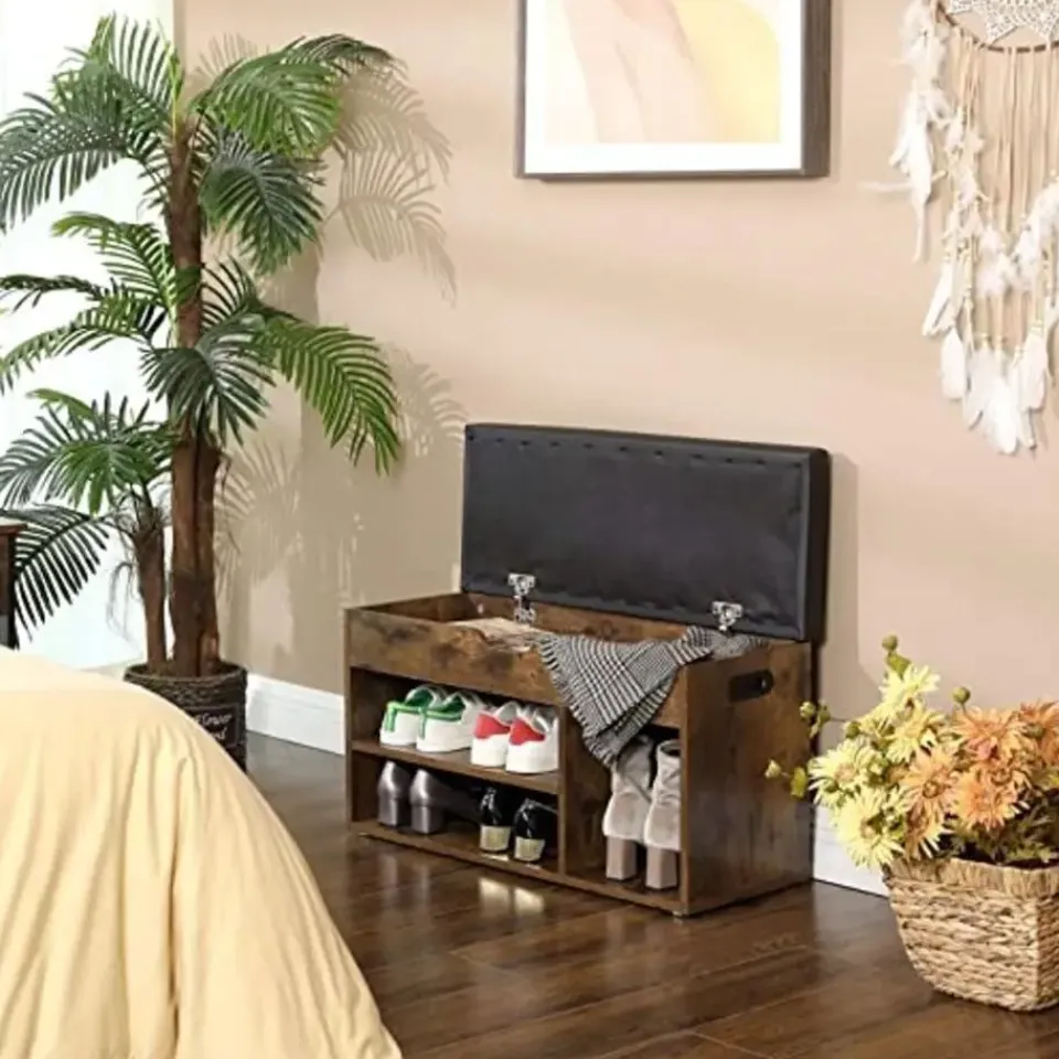 Songmics Schoenbank -Schoenenrek - Opbergruimte onder de zitting - 80 x 30 x 44 cm