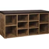 ACAZA Schoenenbank - met kussen - 10 vakken - 104x48x30 cm - vintage bruin New