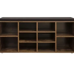 ACAZA Schoenenbank - met kussen - 10 vakken - 104x48x30 cm - vintage bruin New