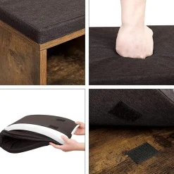 ACAZA Schoenenbank - met kussen - 10 vakken - 104x48x30 cm - vintage bruin New