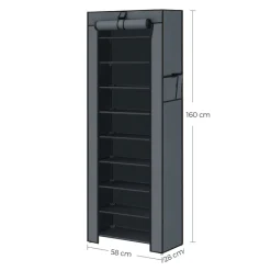 ACAZA Schoenenkast - 10 Niveaus - tot 27 Paar Schoenen - 58x160cm - Grijs Sale