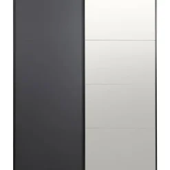 Leen Bakker Schuifdeurkast Bergamo - antraciet/spiegel - 221x178,5x66,6 cm Outlet
