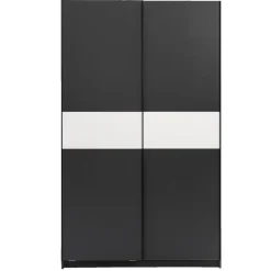 Leen Bakker Schuifdeurkast Genua - antraciet/wit - 204x122x60 cm Clearance