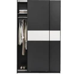 Leen Bakker Schuifdeurkast Genua - antraciet/wit - 204x122x60 cm Clearance