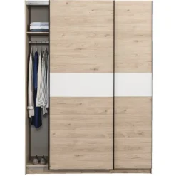 Leen Bakker Schuifdeurkast Genua - eikenkleur/wit - 204x150x60 cm Clearance