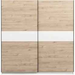 Leen Bakker Schuifdeurkast Genua - eikenkleur/wit - 204x200x60 cm Clearance