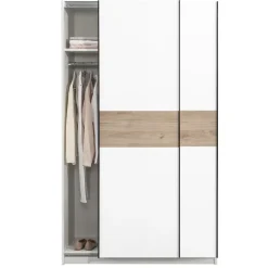 Leen Bakker Schuifdeurkast Genua - wit/eikenkleur - 204x122x60 cm New