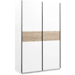 Leen Bakker Schuifdeurkast Genua - wit/eikenkleur - 204x122x60 cm New