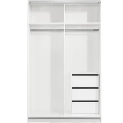 Leen Bakker Schuifdeurkast Genua - wit/eikenkleur - 204x122x60 cm New