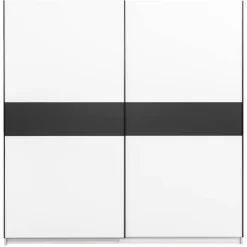 Leen Bakker Schuifdeurkast Genua - wit/antraciet - 204x200x60 cm Clearance