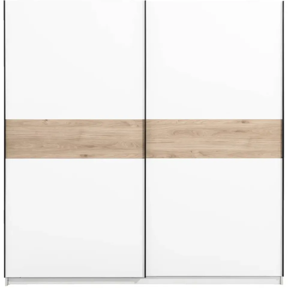 Leen Bakker Schuifdeurkast Genua - wit/eikenkleur - 204x200x60 cm New