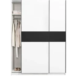 Leen Bakker Schuifdeurkast Genua - wit/antraciet - 204x150x60 cm Discount