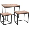 Season Deco Bijzettafels - 3-delig - hout - metaal - zwart