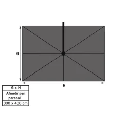 4-Seasons Outdoor 4-Seasons Hacienda zweefparasol 300 x 400 cm. - Woodlook/Sand Hot