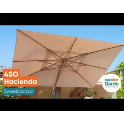 4-Seasons Outdoor 4-Seasons Hacienda zweefparasol 300 x 400 cm. - Woodlook/Sand Hot