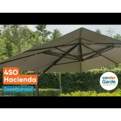 4-Seasons Outdoor 4-Seasons Hacienda zweefparasol 300 x 400 cm. - Woodlook/Sand Hot