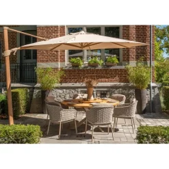 4-Seasons Outdoor 4-Seasons Siesta Premium - zweefparasol 350 cm. - Woodlook/Sand Hot