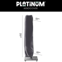 4-Seasons Outdoor 4-Seasons zweefparasol Siesta Premium 3x3 m. - woodlook/charcoal + voet en hoes