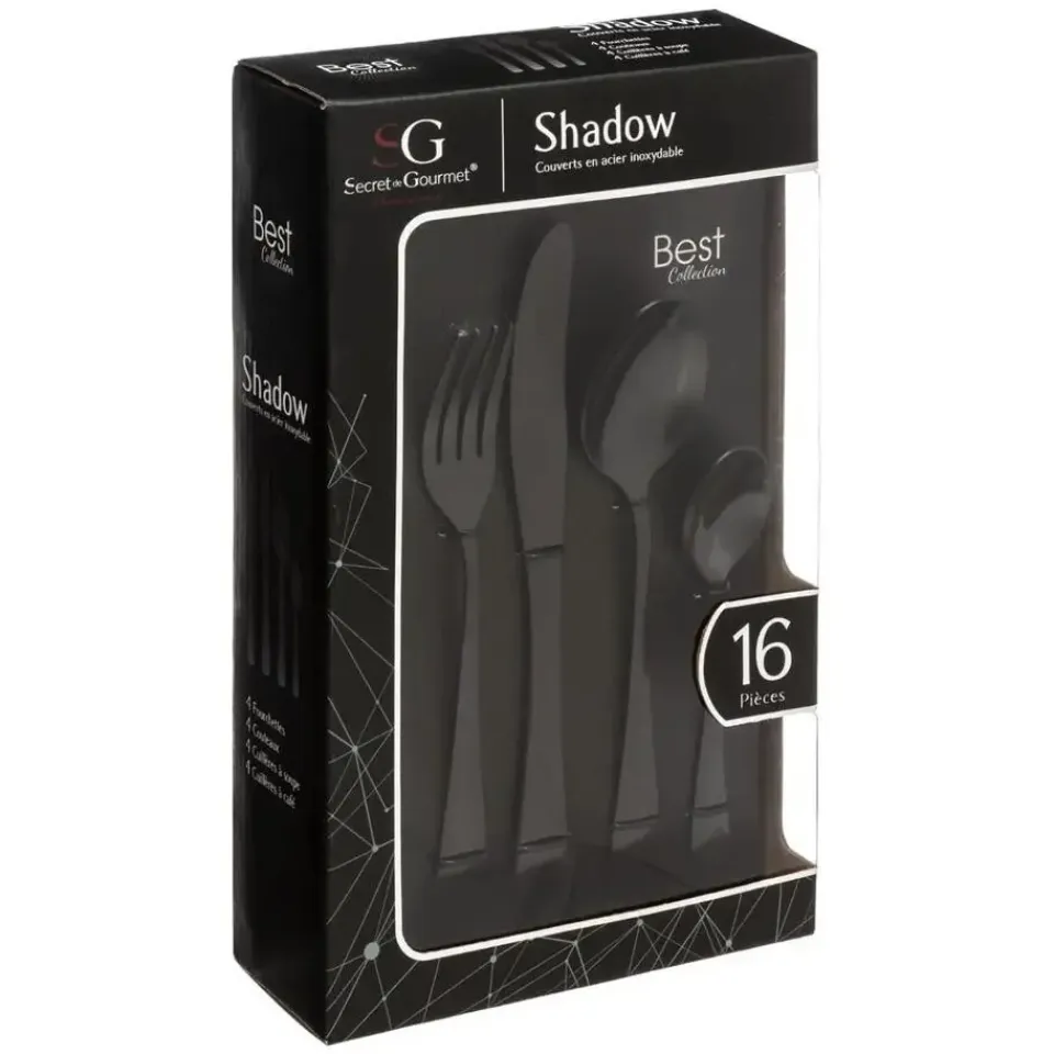 Secret de Gourmet Bestekset Shadow - 16-delig - RVS - zwart Outlet