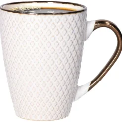 Secret de Gourmet Koffiemok Harlekijn - 1x - Keramiek - wit/goud Best