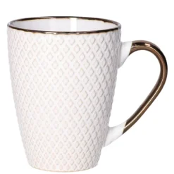 Secret de Gourmet Koffiemok Harlekijn - 1x - Keramiek - wit/goud Best